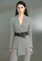 Gray V-neck Pantsuit - FashionByTeresa